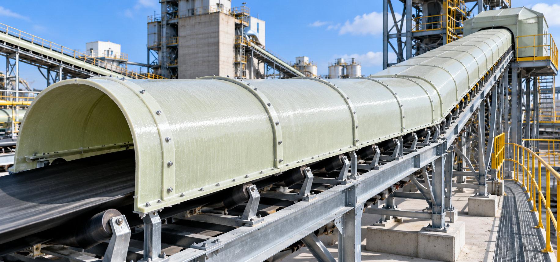 FRP Conveyor belt hood installation